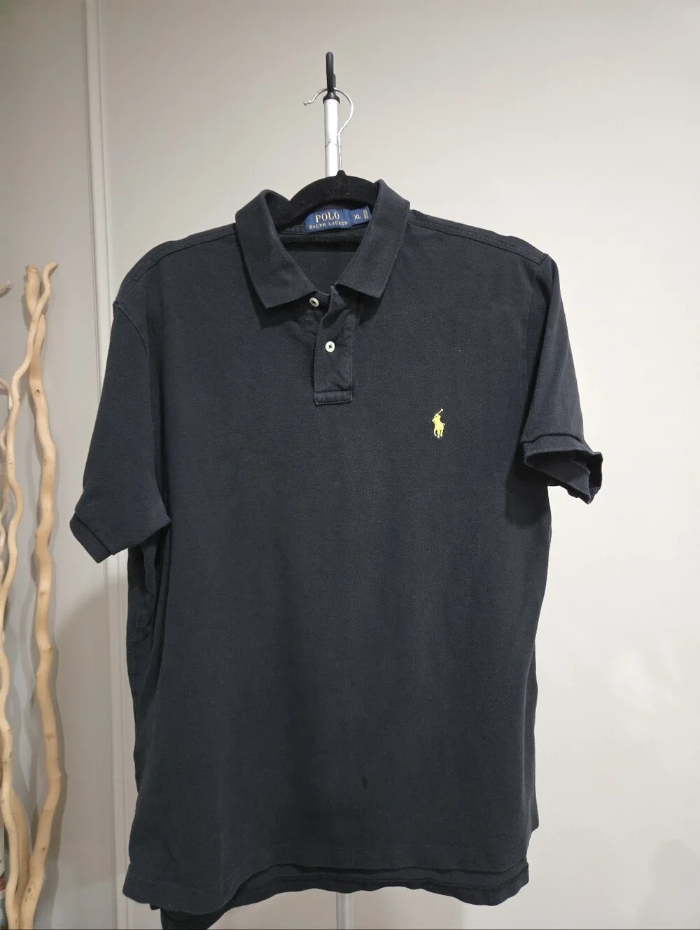 Polo by Ralph Lauren Black Polo with Yellow Pony Embroidery Sz.XL
